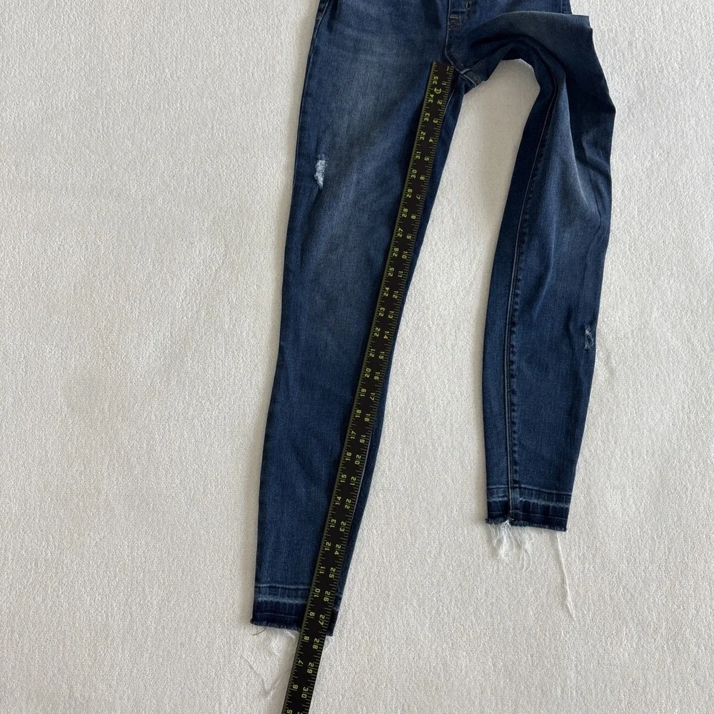 Spanx Pull On Jeans Legging Womens XS Distressed Skinny Raw Edge Hem Slimming